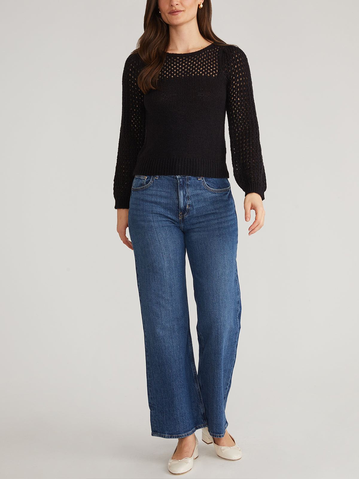 Brigid Women's Puff Sleeve Mesh Pullover Top - Breathable Loose Fit Blouse for Casual Wear, Date Night & Office Outfits
