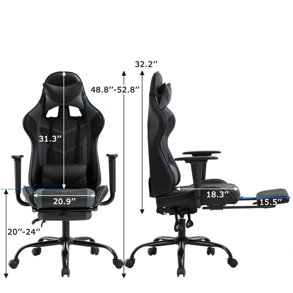 Ergonomic High-Back Office Chair - PU Leather Executive Desk Chair with Lumbar Support & Swivel Base - Perfect for Home Office, Gaming & Computer Work (Grey)