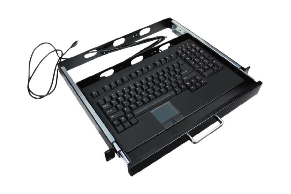 Adesso ACK-730UB-MRP USB Mini Keyboard with Touchpad - 19-Inch 1U Rackmount Drawer Black - Perfect for Server Rooms, Data Centers & IT Rack Installations