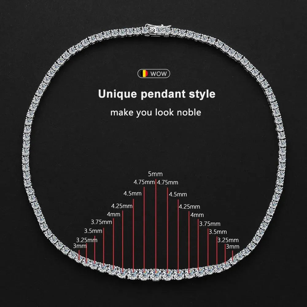 KNOBSPIN Moissanite Tennis Necklace for Women - 925 Sterling Silver Plated 18K White Gold Wedding Jewelry with Certificate | Elegant Bridal Gift, Anniversary Present & Formal Occasion Accessory