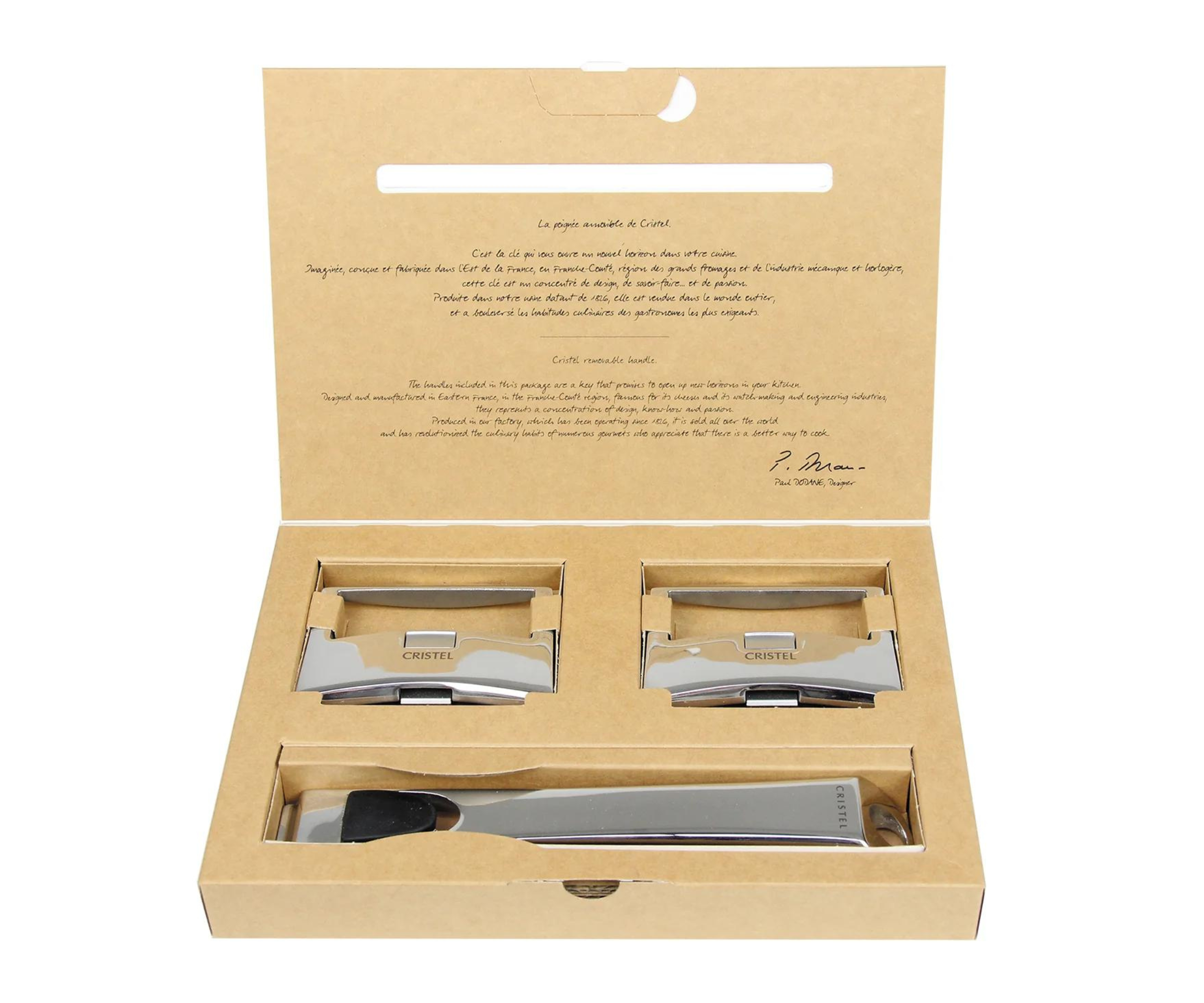 Cristel Casteline Handle Set - 1 Long & 2 Side Handles for Pots & Pans - Perfect for Cooking, Baking & Kitchen Organization