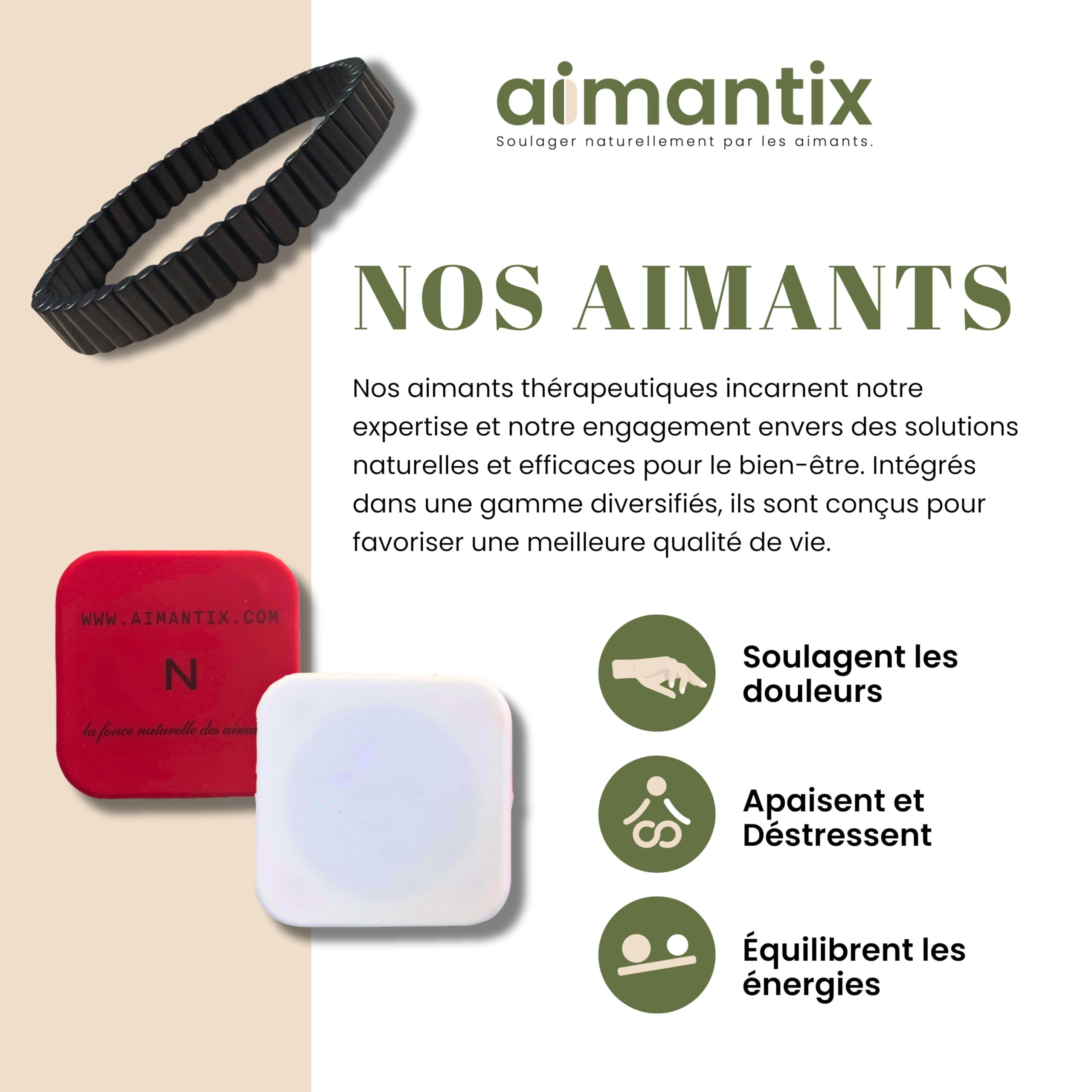 AIMANTIX - 2 Powerful Pain Relief Magnets for Natural Therapy - Magnetic Discs for Effective Joint & Muscle Pain Relief - Perfect for Back, Neck & Shoulder Pain at Home or Work