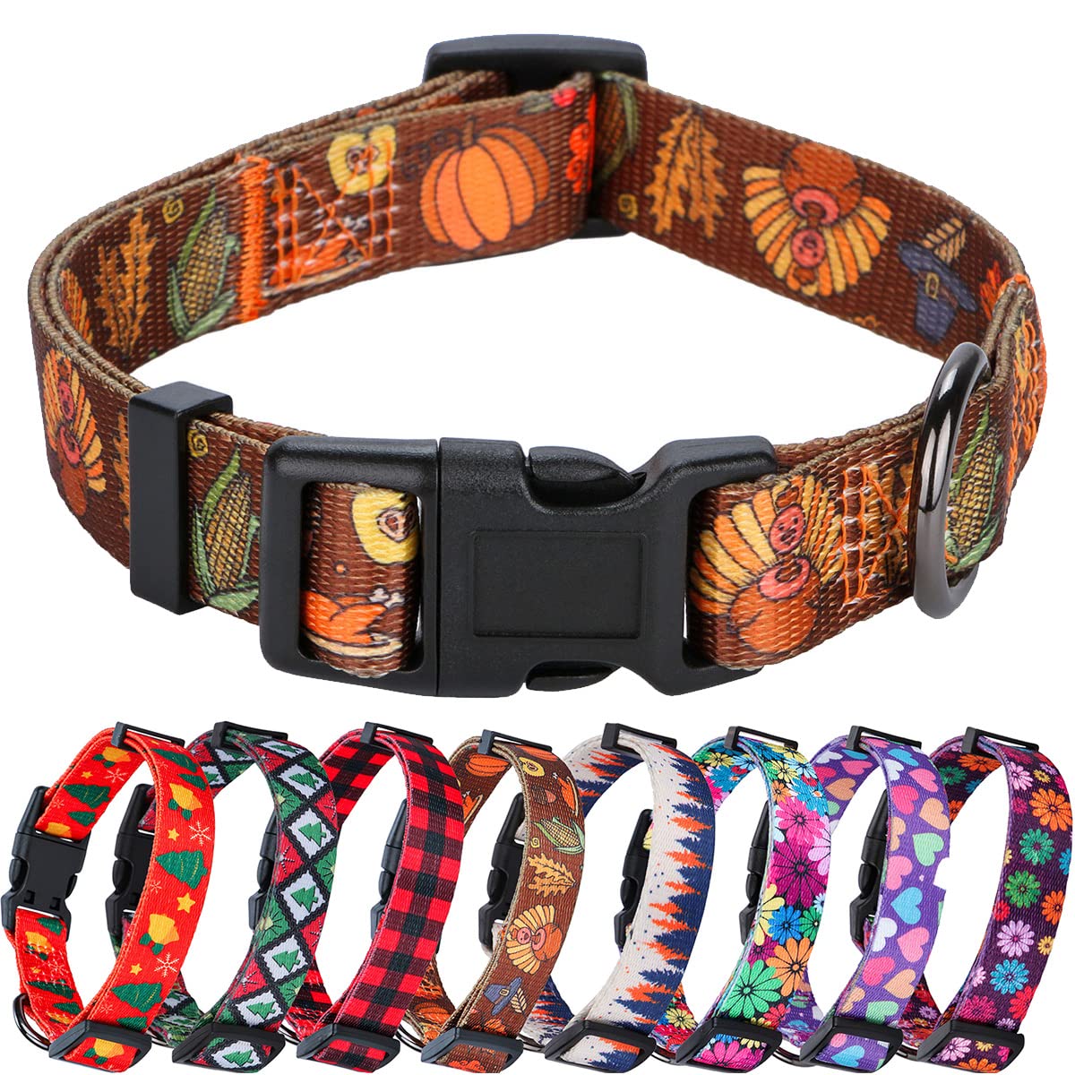 Rhea Rose Small Dog Collar for Fall, Halloween & Thanksgiving | Adjustable Pet Collar for Small Dogs | Perfect for Seasonal Outfits & Holiday Photos