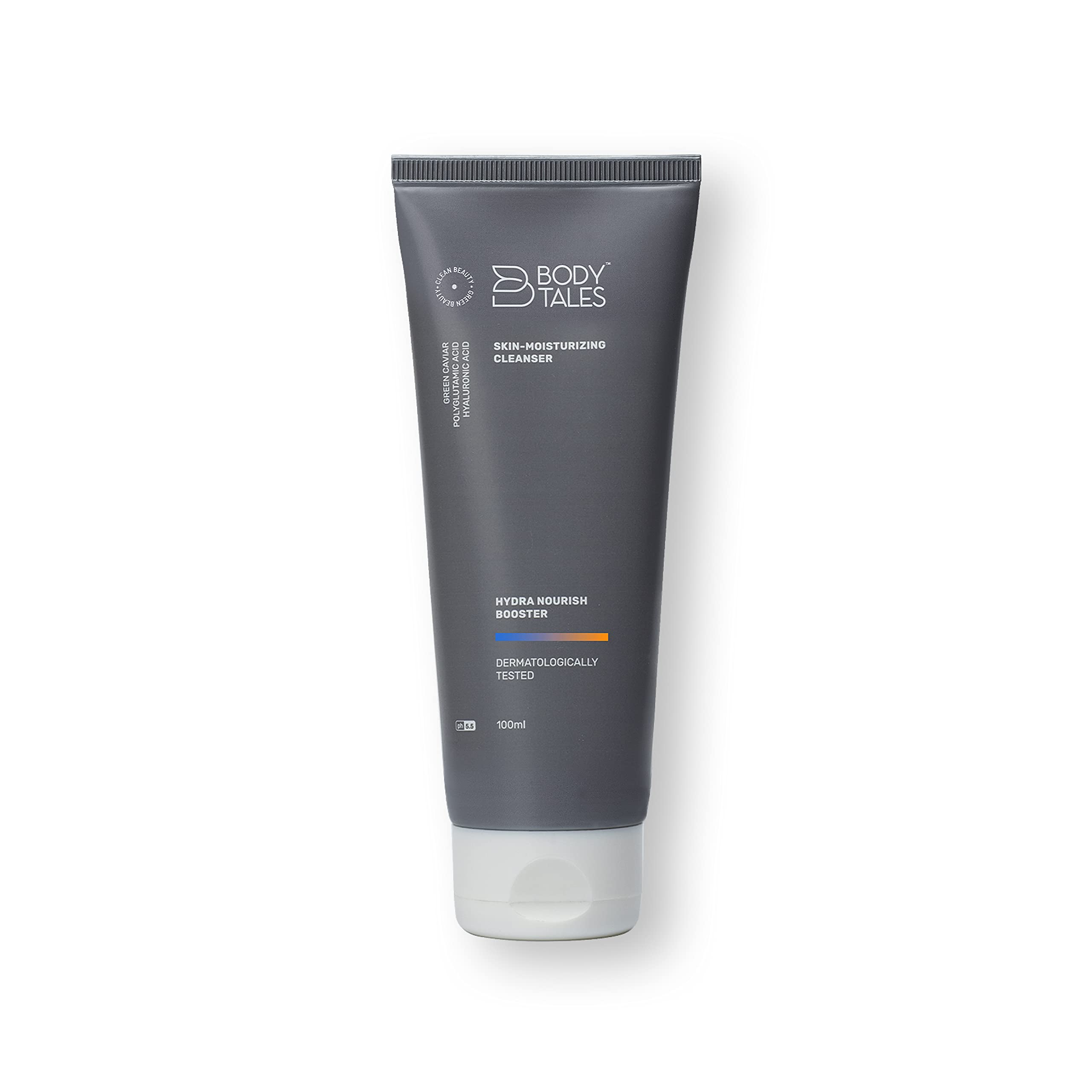 BODYTALES Skin Moisturizing Cleanser & Face Wash with Polyglutamic Acid & Hyaluronic Acid | Tightening & Plumping Facial Cleanser for Glowing Skin | 100ml | Perfect for Daily Skincare Routine & Anti-Aging Regimen