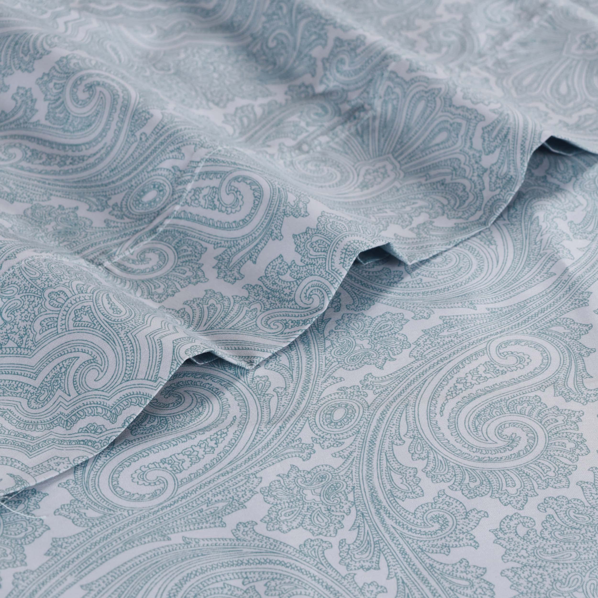 Premium Cotton Blend Soft & Breathable 2-Piece Twin Duvet Cover Set - Paisley Pattern in Elegant Blue | Perfect for Bedroom Decor, Guest Rooms & Dorm Essentials