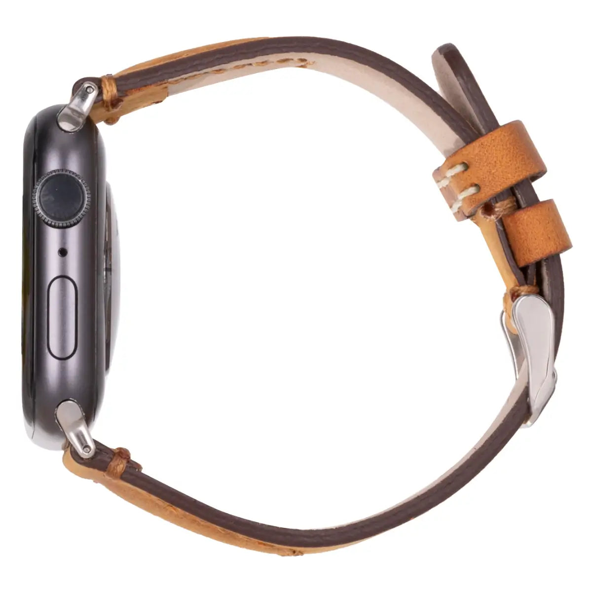 Premium Camel Brown Leather Sport Band for Apple Watch - Durable & Stylish Strap for Workouts & Everyday Wear (Avila Collection) - Perfect for Gym, Office & Casual Outings