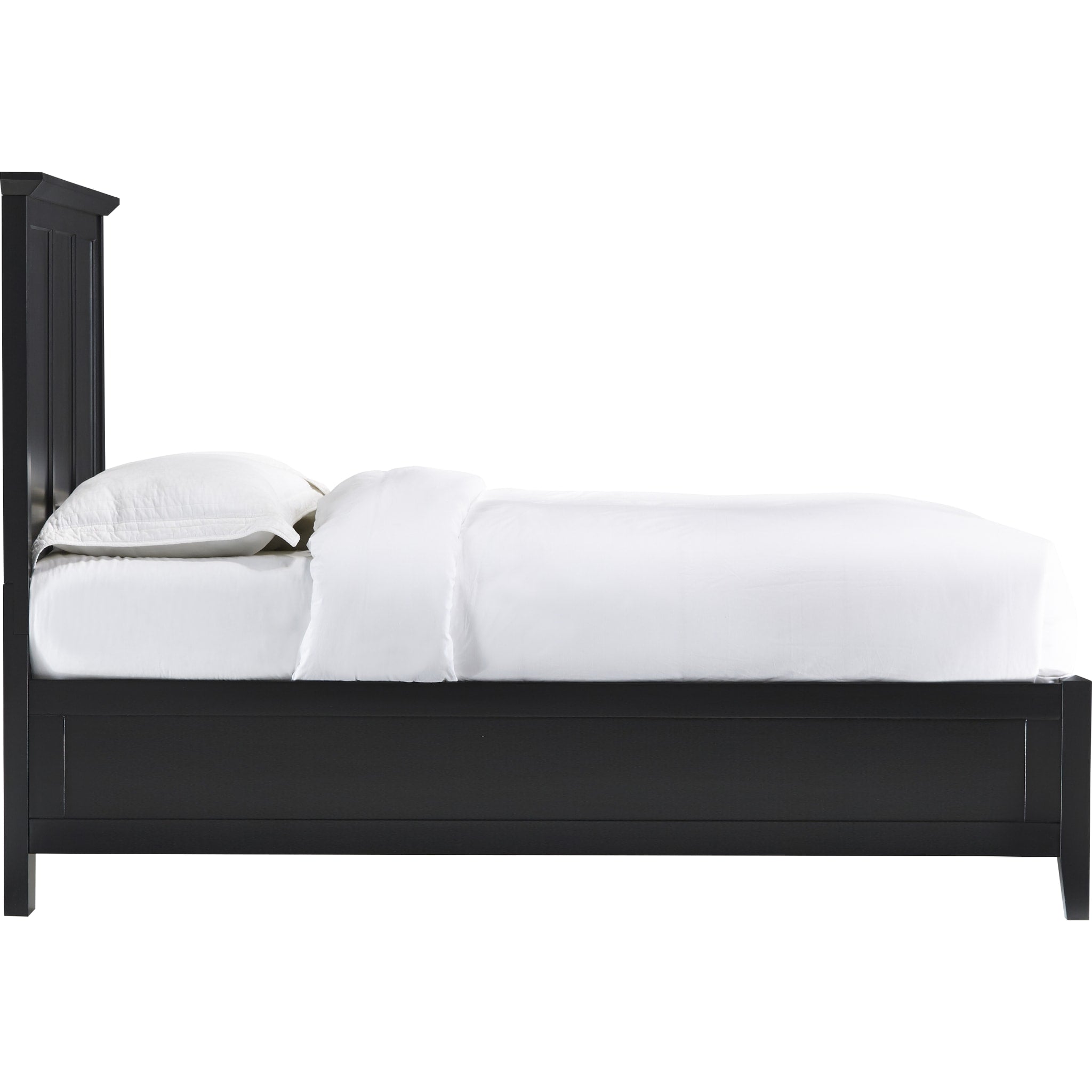 Paragon Wood Panel Bed in Black - Queen Size Solid Wood Platform Bed Frame with Headboard - Perfect for Modern Bedroom, Guest Room & Master Suite