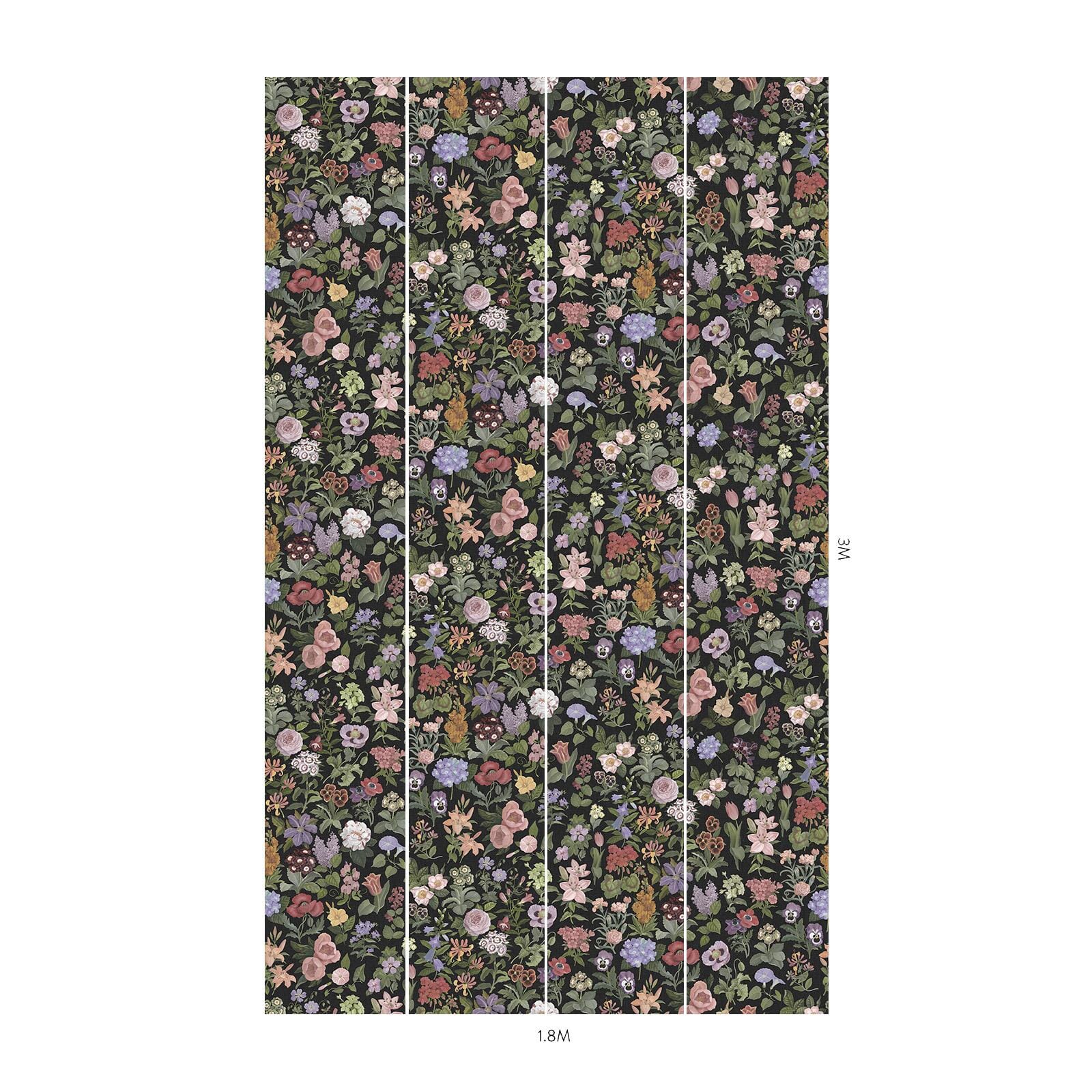 FLORALIA Noir Wallpaper - Elegant Black Floral Peel and Stick Wallpaper for Bedroom, Living Room & Home Decor
