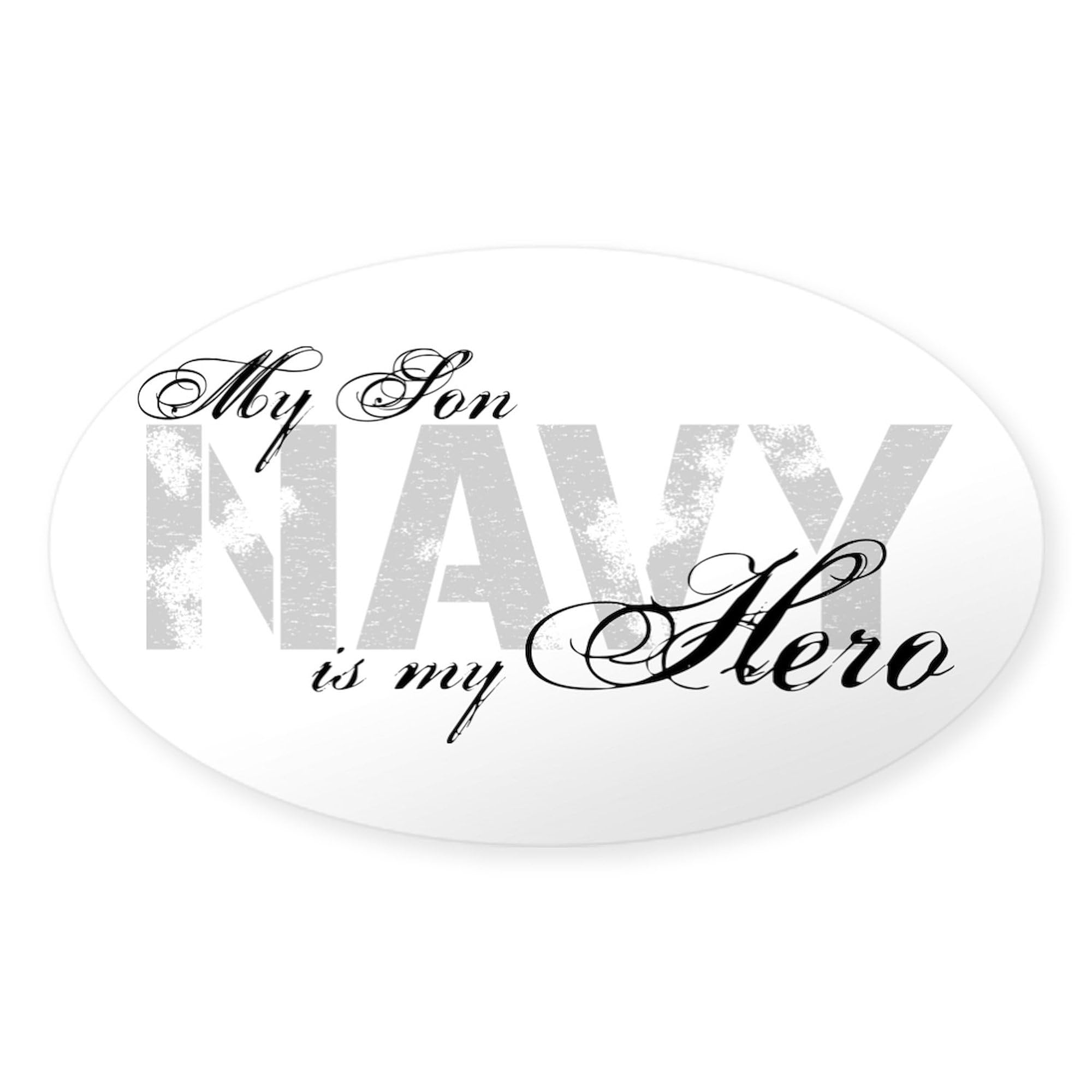 Son Is My Hero Navy Oval Car Bumper Sticker - Waterproof Vinyl Decal for Cars, Laptops, Windows | Father's Day Gift, Proud Parent Car Accessory