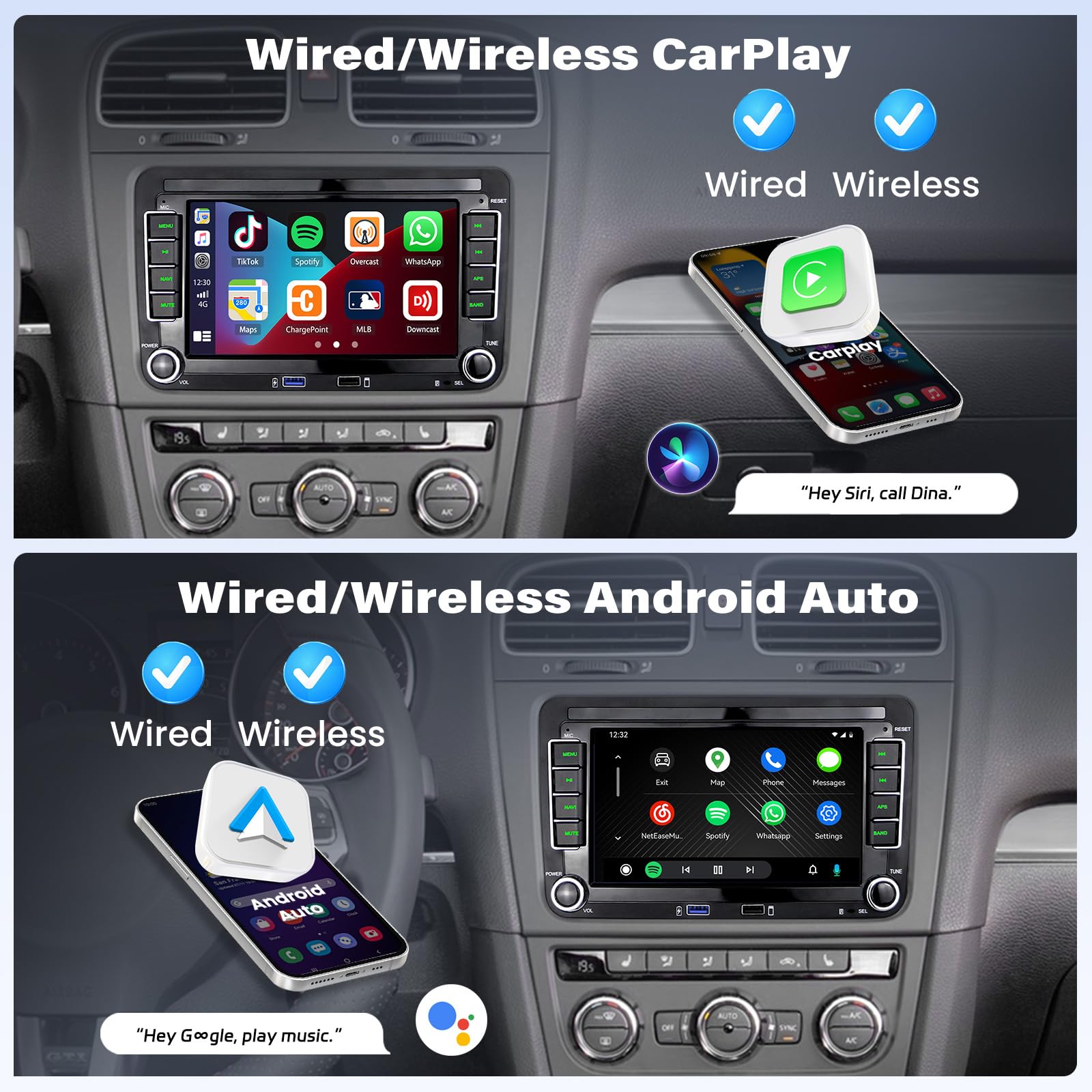 2G+32G Android Car Stereo with Wireless CarPlay & Android Auto - 7