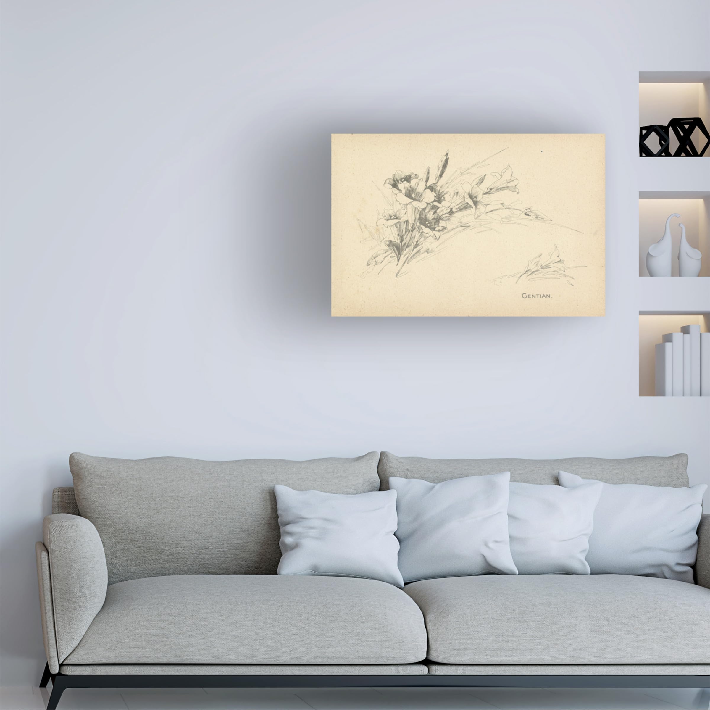 Trademark Fine Art 'Gentian' Floral Canvas Wall Art Print - Handmade Home Decor for Living Room, Bedroom & Office