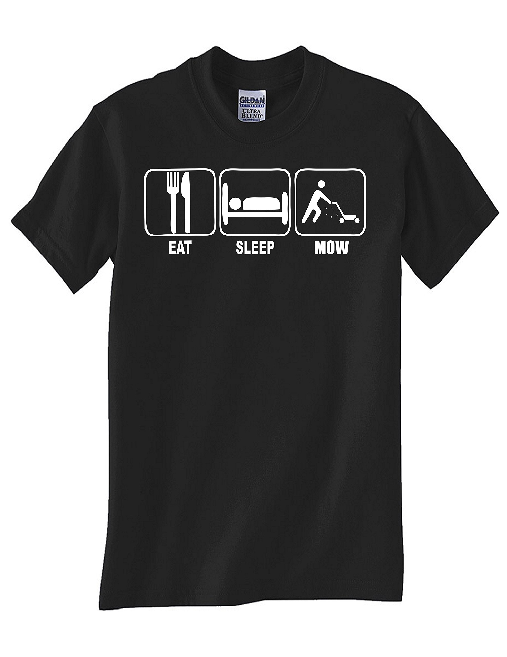 STUFF WITH ATTITUDE EAT Sleep MOW Funny Slogan Black T-Shirt for Men & Women - Casual Wear, Gardening, Lawn Care Enthusiasts