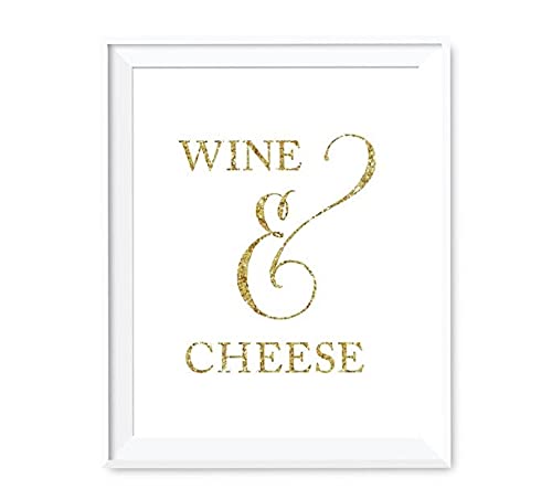 Elegant Gold Glitter Wedding Party Sign - 8.5x11 Inch Wine & Cheese Table Decor - 1-Pack for Bridal Showers, Receptions & Anniversary Celebrations