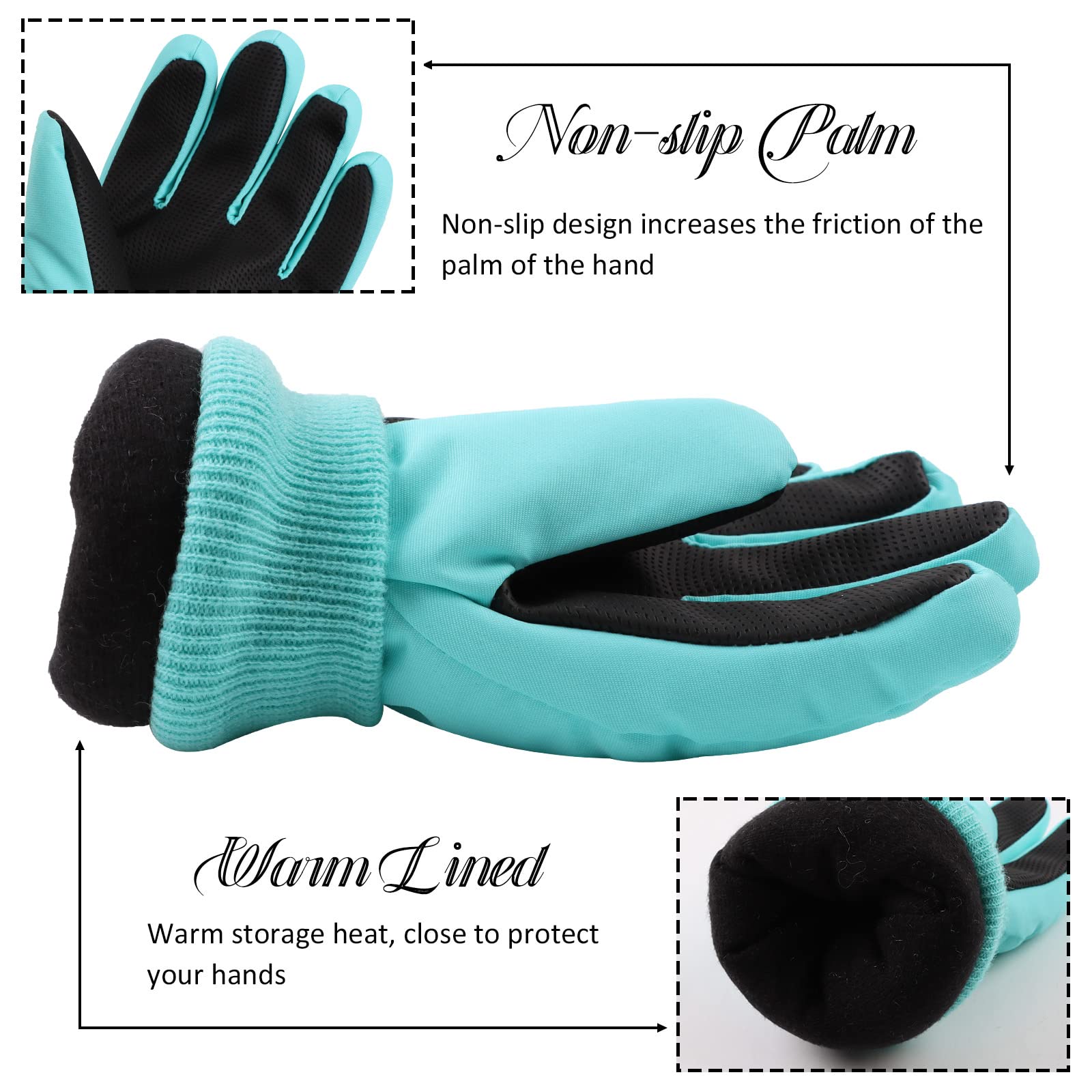 **Kids Winter Ski Gloves for Boys & Girls - Waterproof Snowboard Gloves with Fleece Lining - Warm Cold Weather Gloves for Skiing, Snowboarding & Outdoor Winter Activities**