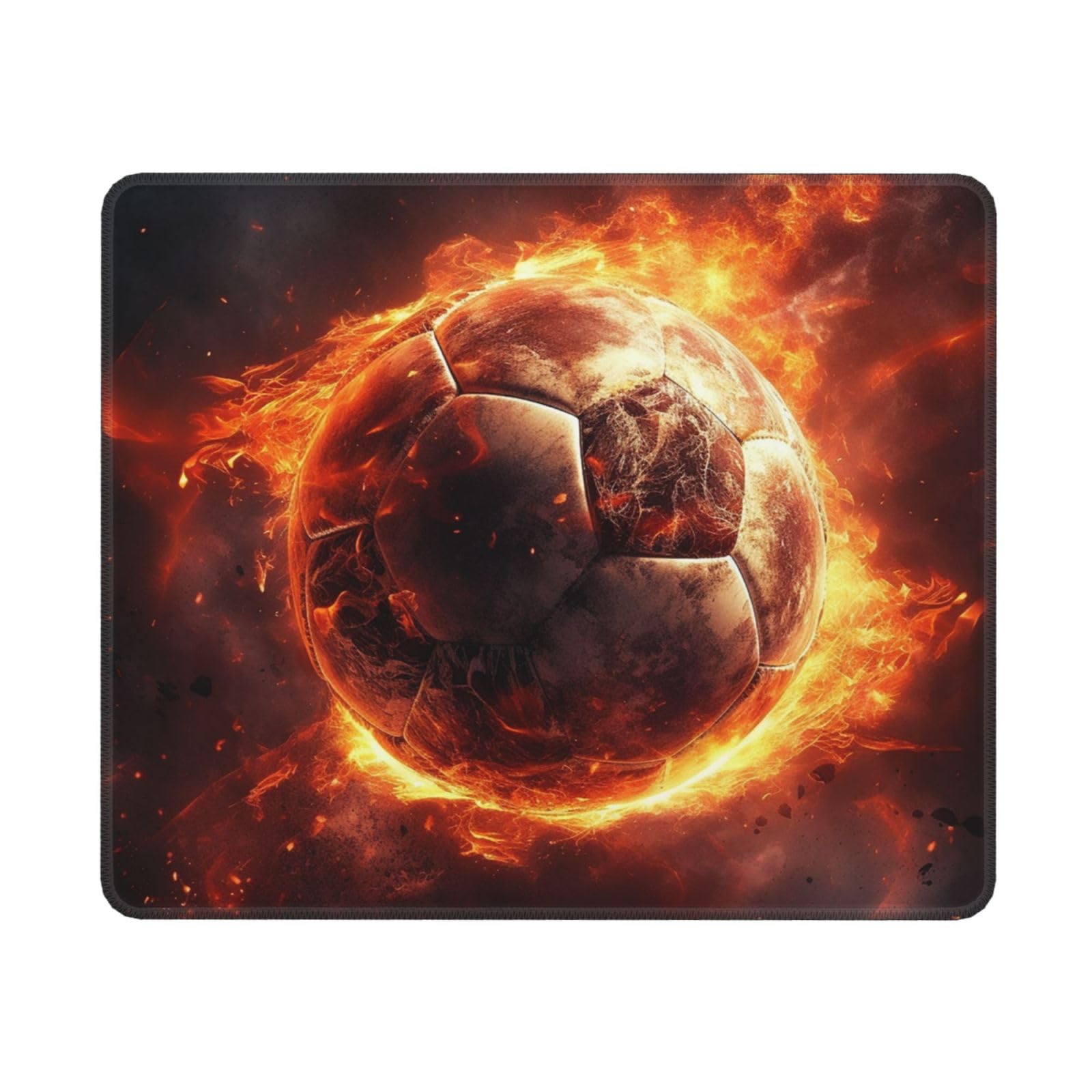 Fire Football Design Gaming Mouse Pad - 11.8 x 9.8 Inch Non-Slip Rubber Base Rectangular Mousepad for PC, Laptop, Office & Home Use - Perfect for Gamers, Programmers & Office Workers