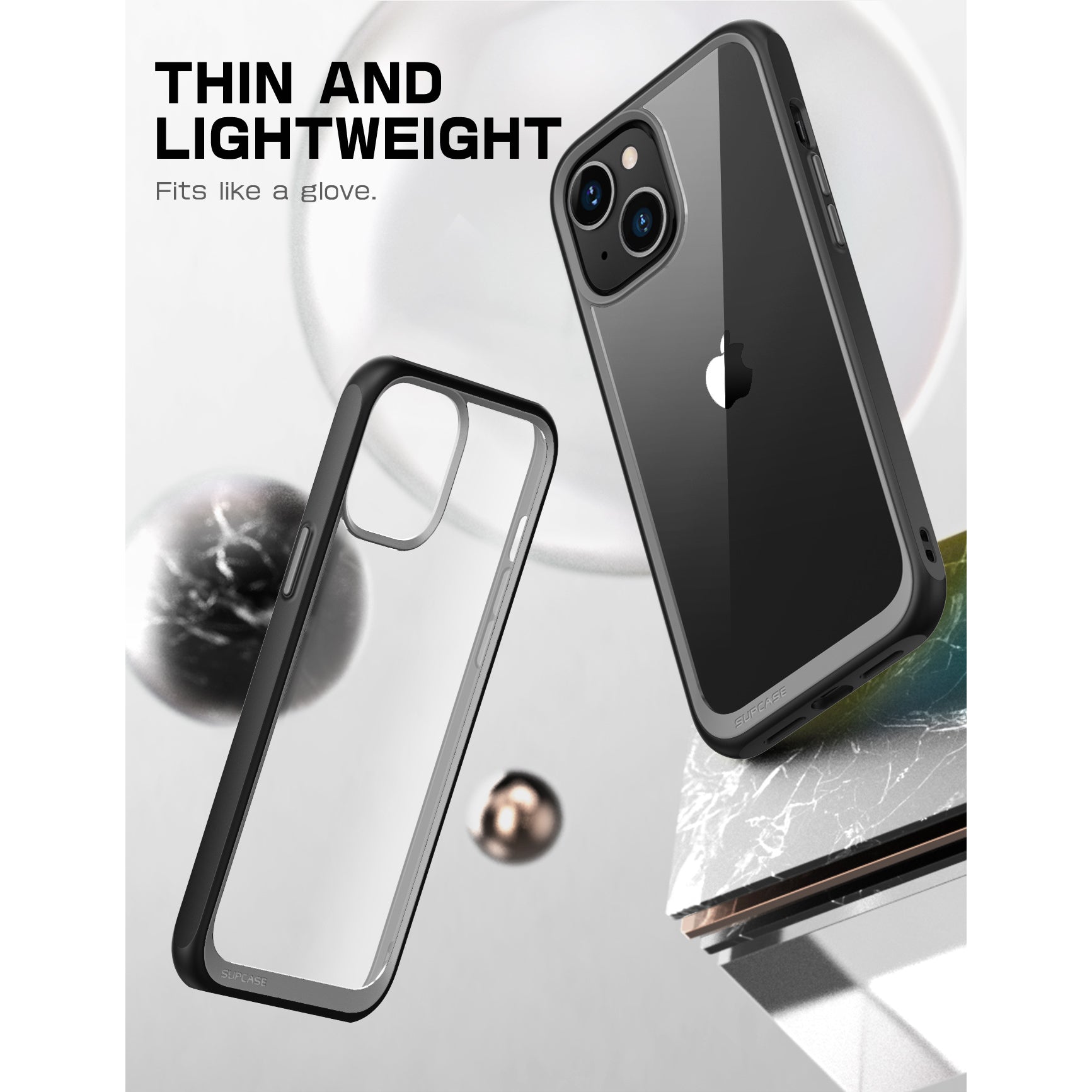 iPhone 14 Case 6.1 Inch - Unicorn Beetle Slim Clear Protective Cover with Black Frame | Shockproof & Scratch Resistant for Everyday Use, Work & Travel