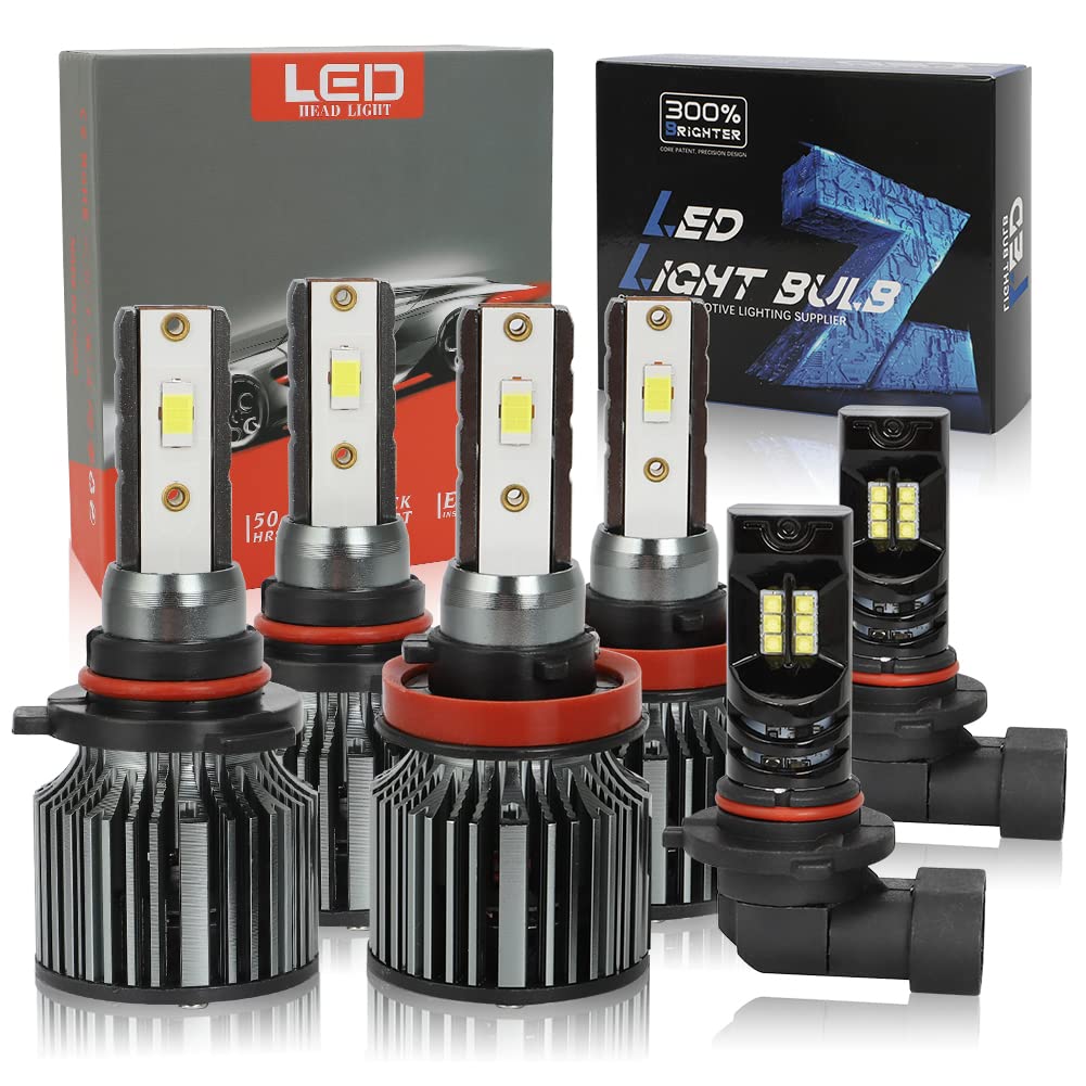 MOTOQUEEN LED Headlight Bulbs Kit - 9005/H11 High/Low Beam + 9005 LED Fog Lights - Compatible with Dodge RAM 1500 2500 3500 (2009-2012) - Pack of 6 - Bright White Light for Night Driving & Off-Road Adventures