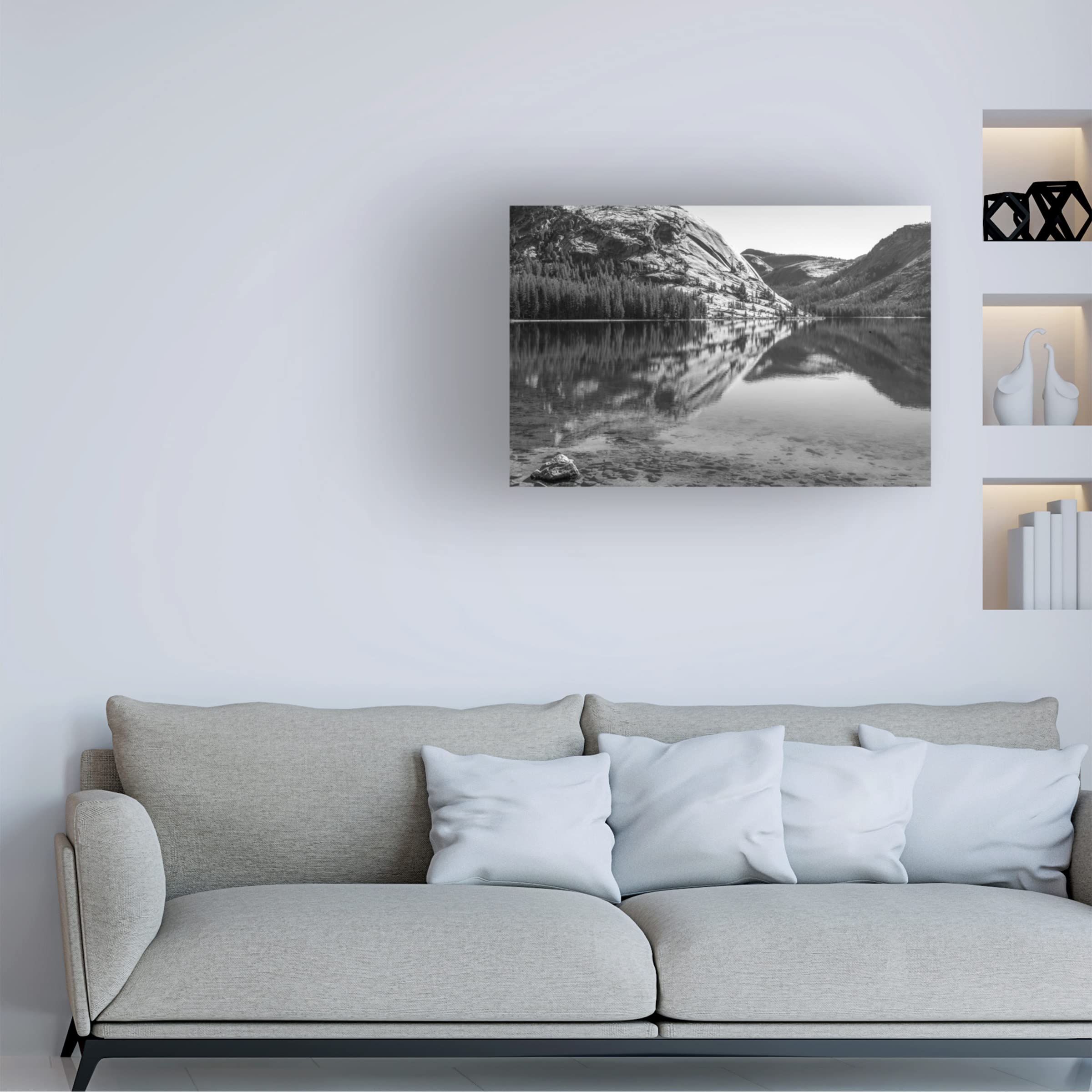 Joseph S Giacalone 'Tenaya Beauty Monochrome' 16x24 Canvas Wall Art Print - Modern Black & White Landscape Painting for Living Room, Bedroom & Office Decor