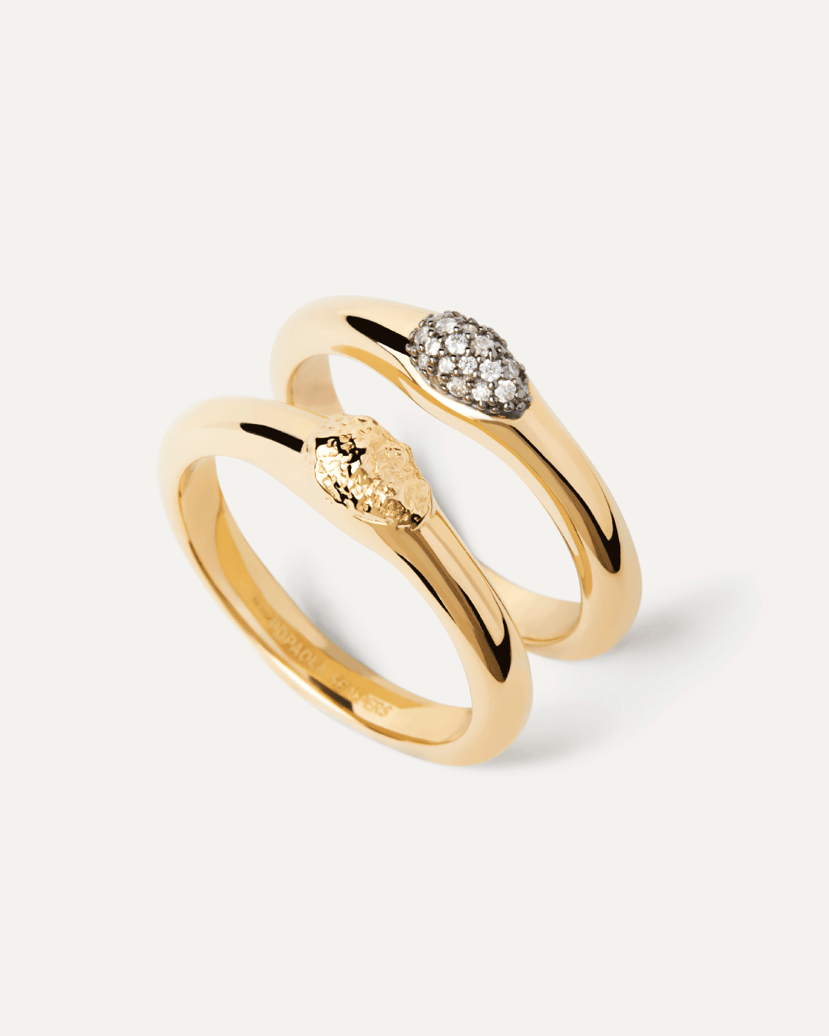 GRID 3 The Rocks Ring Set - Trendy Stackable Rings for Women, Minimalist Geometric Jewelry - Perfect for Everyday Wear, Gifts & Special Occasions
