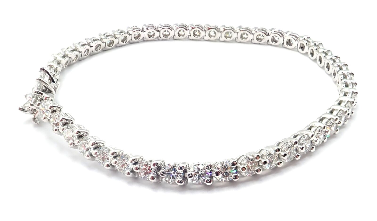 Authentic Tiffany & Co Victoria Platinum 4.49ct Diamond Tennis Bracelet for Women - Luxury Jewelry Gift for Anniversary, Wedding & Special Occasions