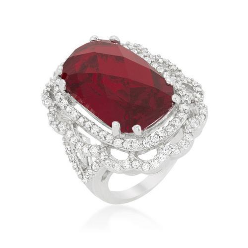 Elegant Red Cocktail Crest Ring for Women - Vintage Style Statement Jewelry for Parties, Weddings & Special Occasions