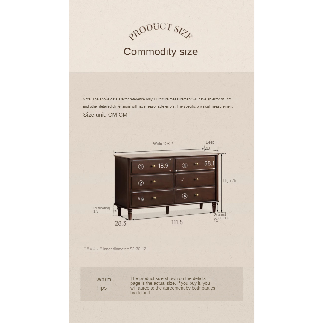 Vintage American Style Solid Poplar Wood Dresser - 5-Drawer Chest for Bedroom, Living Room & Home Office Storage