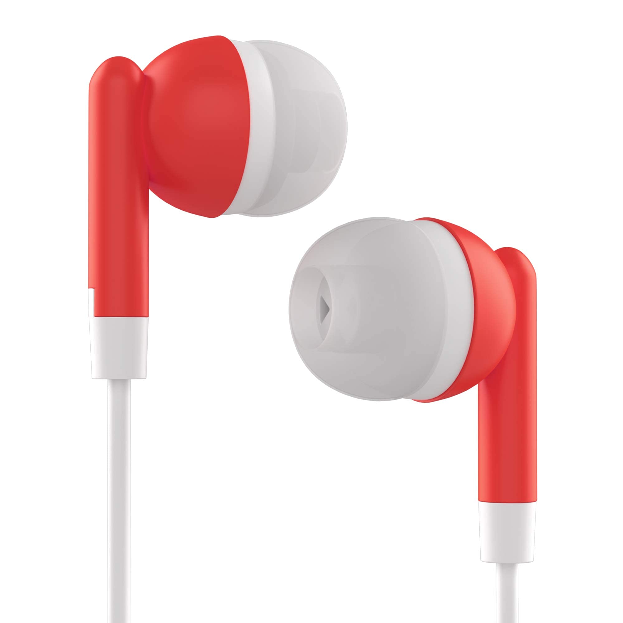 Maeline Bulk Earbuds 500 Pack - 3.5mm Wired Headphones with Microphone - Red Color - Perfect for Schools, Gyms, Events & Retail Stores