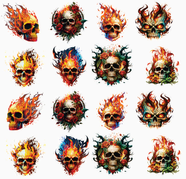 Skull Flame Water Slide Decals for Motorcycle Helmets, Cars, and DIY Projects - High-Quality Custom Vinyl Stickers for Personalization and Decoration