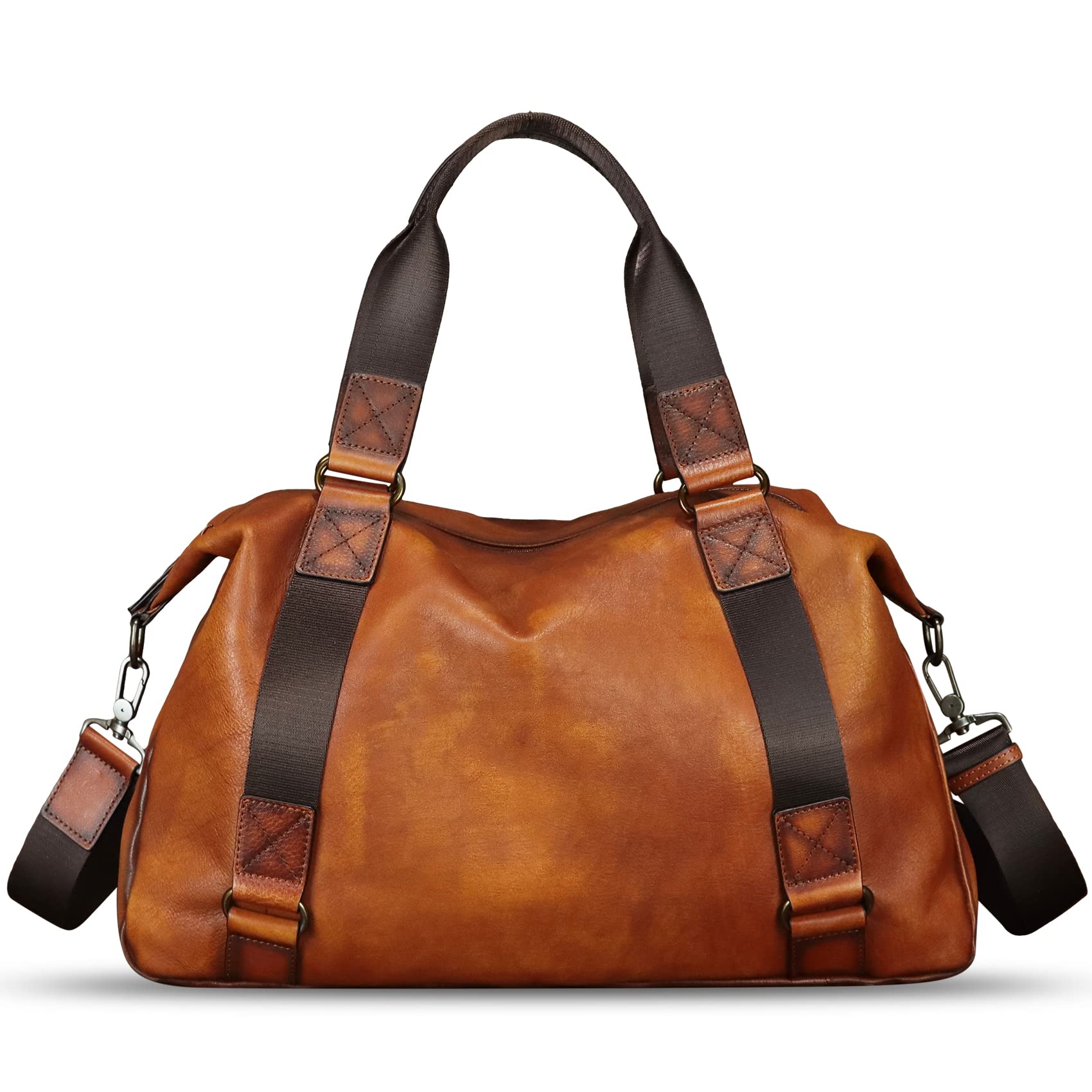Premium Genuine Leather Duffel Bags for Men & Women - Travel Carry On Handbags, Gym Sports Shoulder Bag - Perfect for Business Trips, Weekend Getaways & Workout Sessions