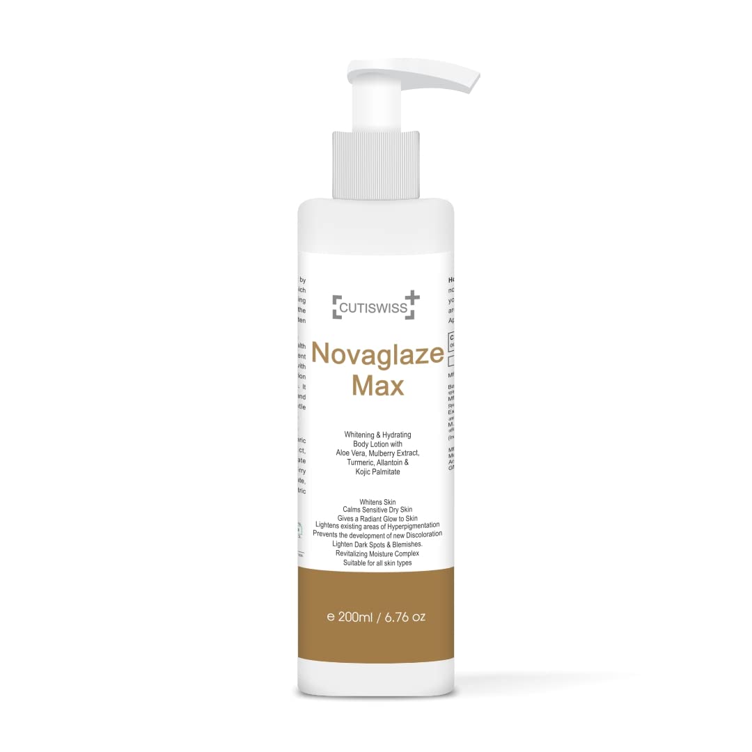Cutiswiss Skin Whitening Body Lotion with Kojic Acid, Turmeric & Mulberry Extract | Brightening Moisturizer for Men & Women | 200ml | Daily Hydration for Even Skin Tone | Perfect for Face & Body Care Routine