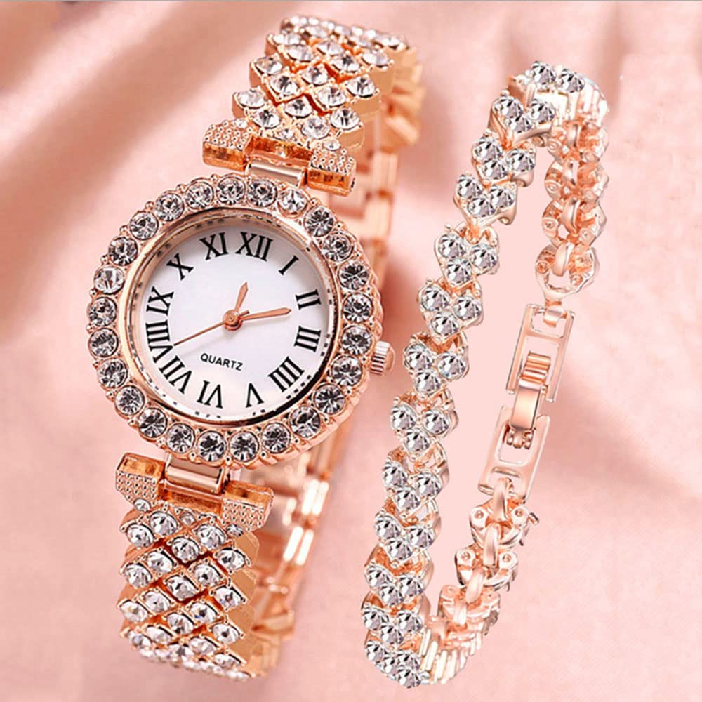 Luxury Diamond Bracelet Watch for Women - Fashion Casual Quartz Wristwatch - Elegant Ladies Watch for Daily Wear, Office & Special Occasions