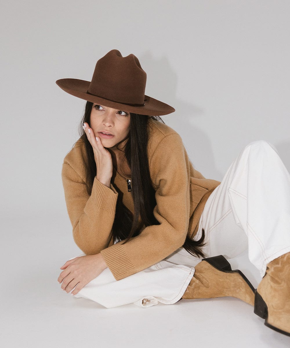 Ezra Western Cowboy Hat for Men & Women - Stylish Felt Cowboy Hat with Wide Brim - Perfect for Rodeo, Country Music Festivals & Outdoor Adventures