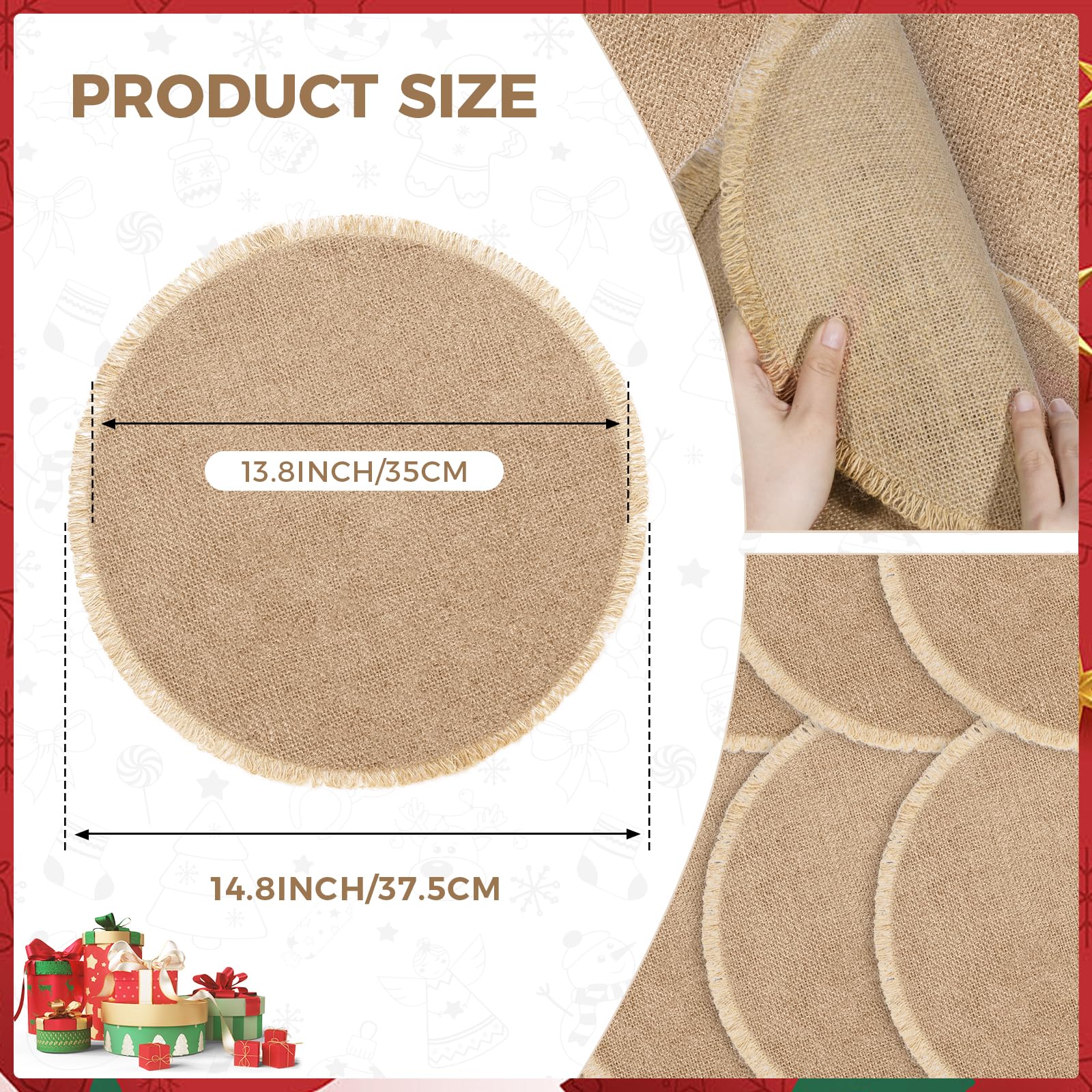 12-Pack Round Burlap Placemats 15