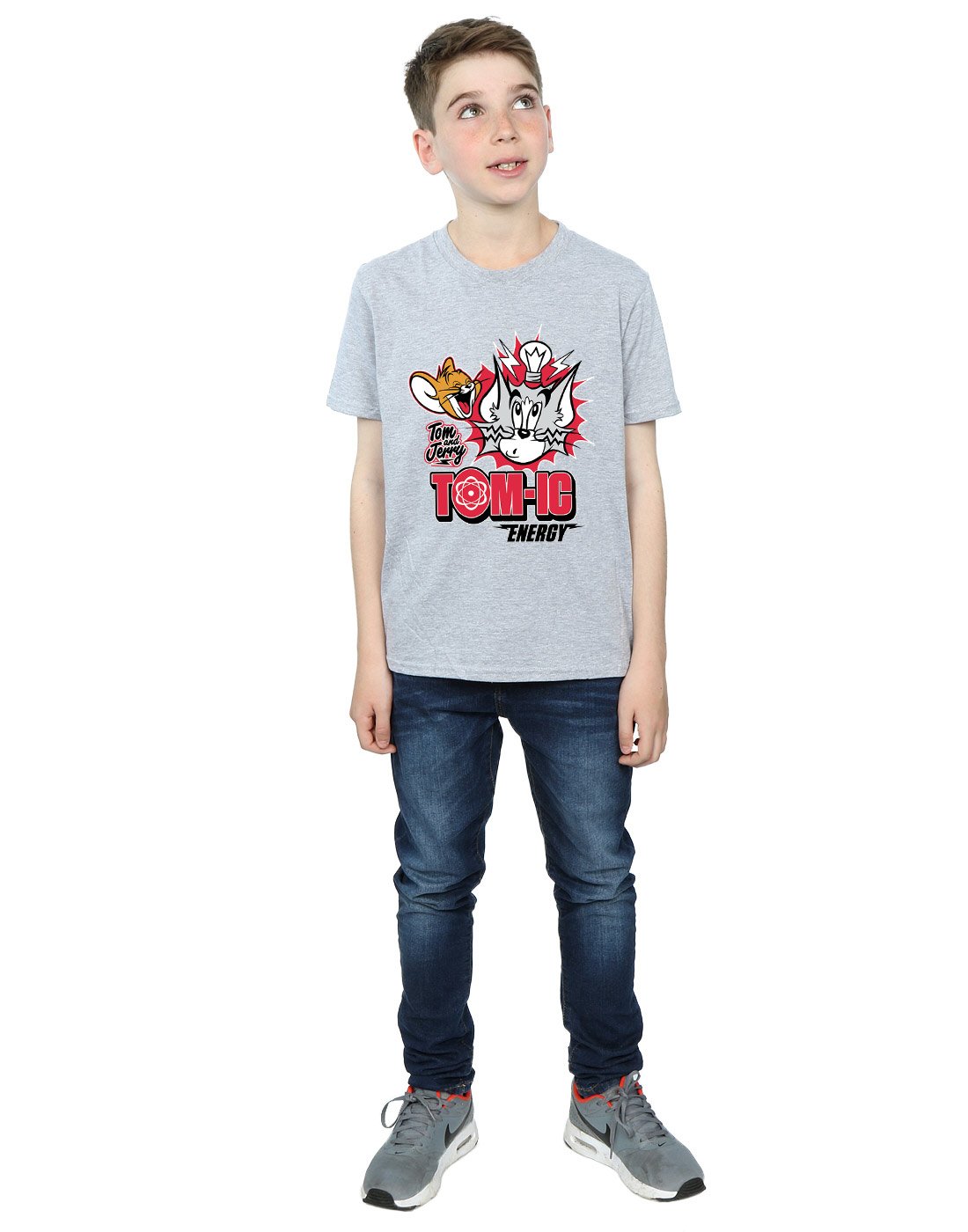 TOM and JERRY Cartoon Boys' Tomic Energy Graphic T-Shirt - Sporty Grey Cotton Tee for Kids Ages 5-6 | Fun Playwear for School, Sports & Everyday Adventures