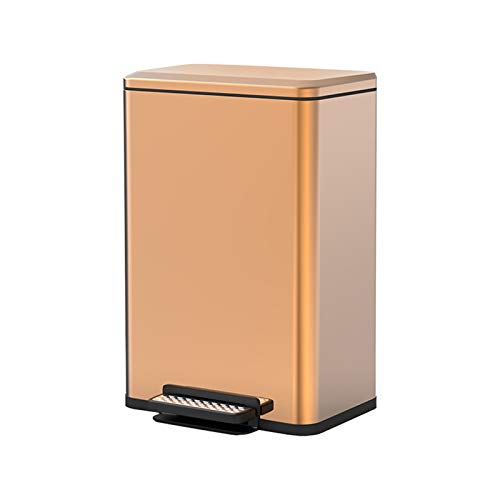 Premium Stainless Steel Kitchen Trash Can - 13 Gallon Gold Garbage Bin for Home, Office & Hotel Use | Durable & Odor-Proof Waste Bin for Kitchen, Bathroom & Commercial Spaces