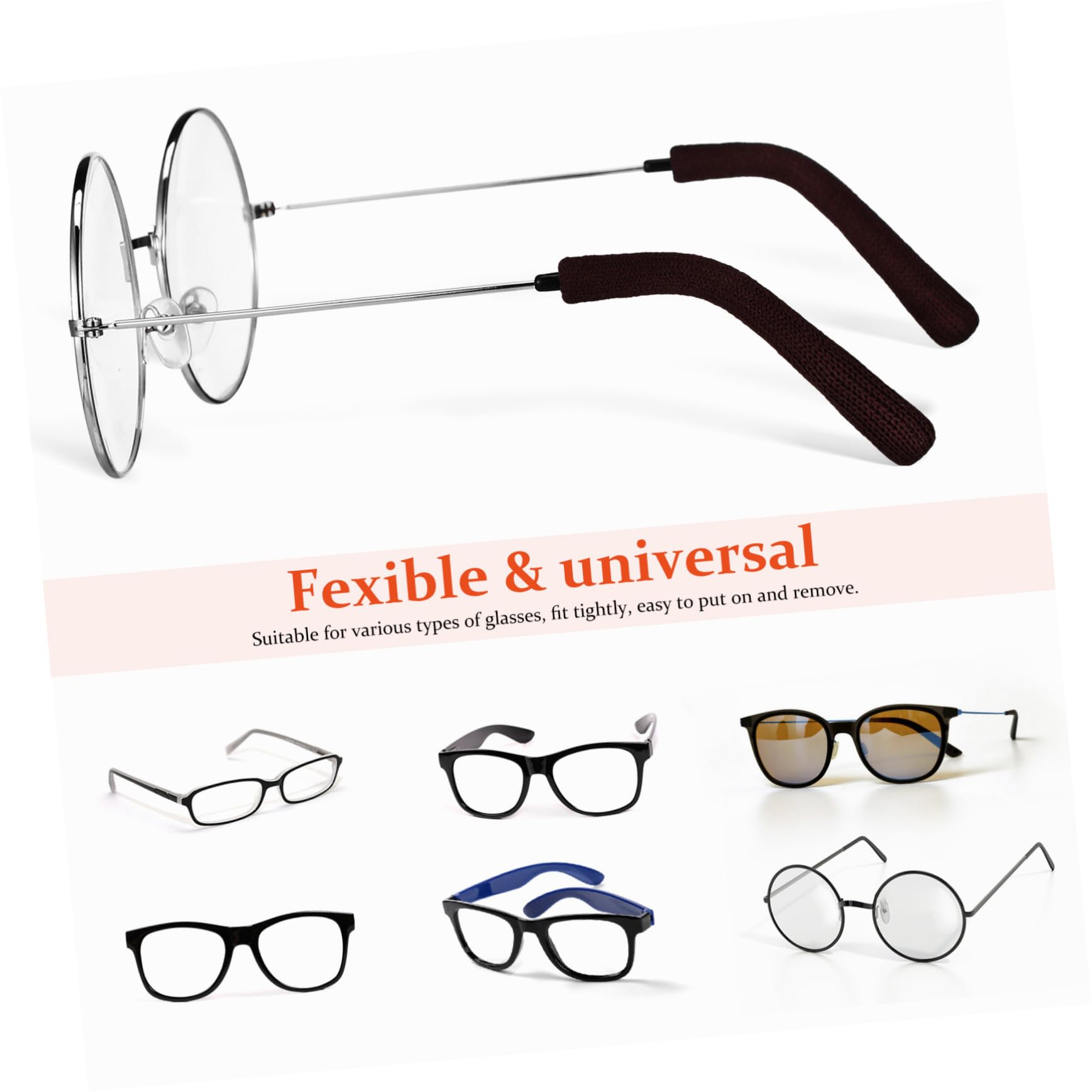 FRCOLOR 6 Pairs Glasses Arm Pads - Soft Ear Cushions for Comfortable Eyewear, Anti-Slip Temple Sleeves for Reading, Working & Long-Term Wear (Black)