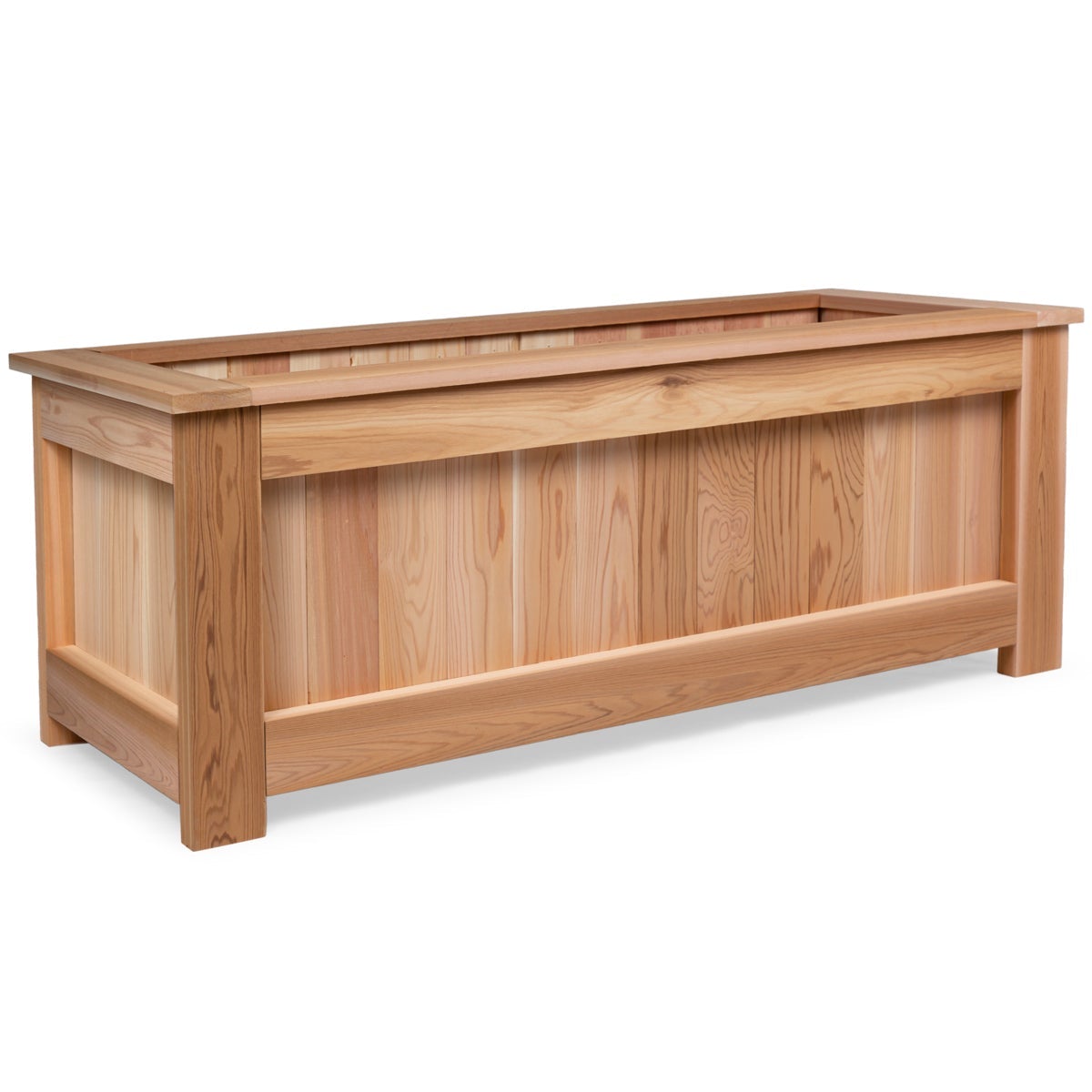 4 ft Cedar Wood Box Planter for Outdoor Garden, Patio, and Landscaping - All Weather Resistant Raised Bed for Plants, Flowers, and Vegetables