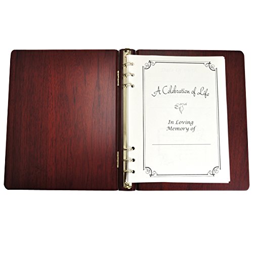 Memorial Funeral Guest Book - Elegant Wooden Binder with Inserts for Funeral Services, Memorials & Sympathy Events - Portrait Style Keepsake for Honoring Loved Ones