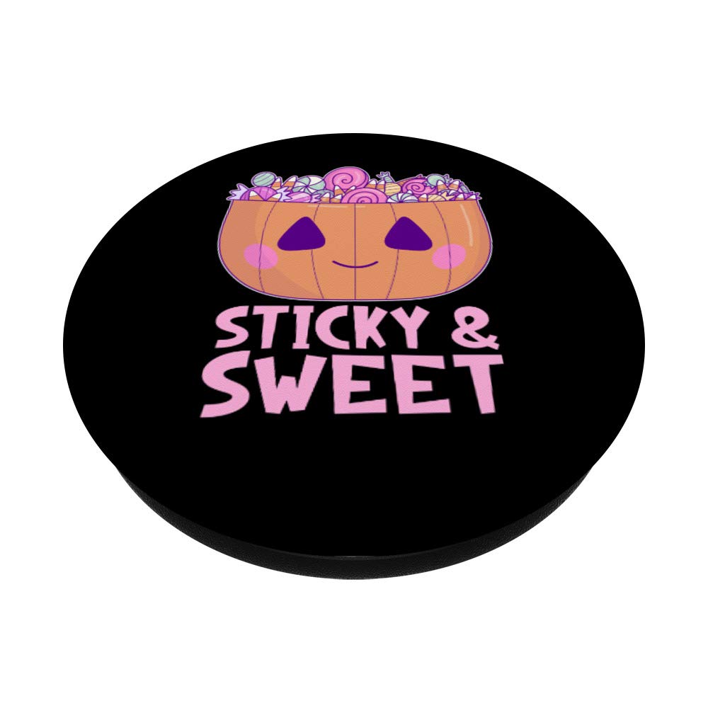 Halloween Pumpkin Quote Sticky & Sweet Kawaii Candy PopSockets - Phone Grip & Stand for iPhone, Samsung, Tablets - Perfect for Trick-or-Treating, Halloween Parties & Fall Decorations