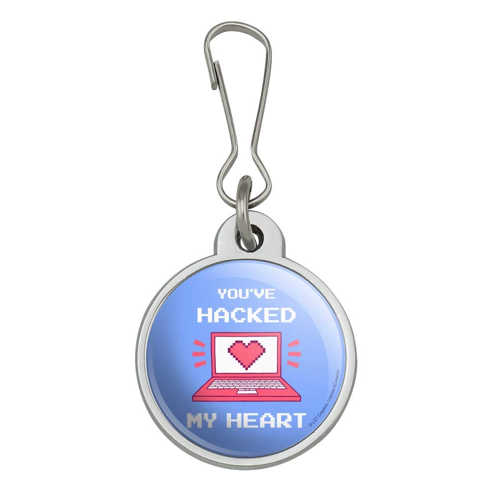 Funny 'You've Hacked My Heart' Graphic Zipper Pull Charm for Jackets, Handbags, Luggage & Backpacks - Cute Accessory for Travel & Everyday Use