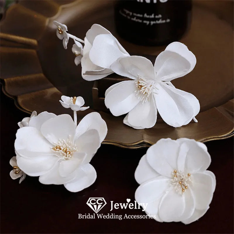 CC Flower Shape Hairpins for Women - Elegant Wedding Hair Accessories, Bridal Headdress, Engagement Hair Ornaments, Romantic Hair Clips (AN253) - Perfect for Weddings, Proms, Parties & Special Occasions