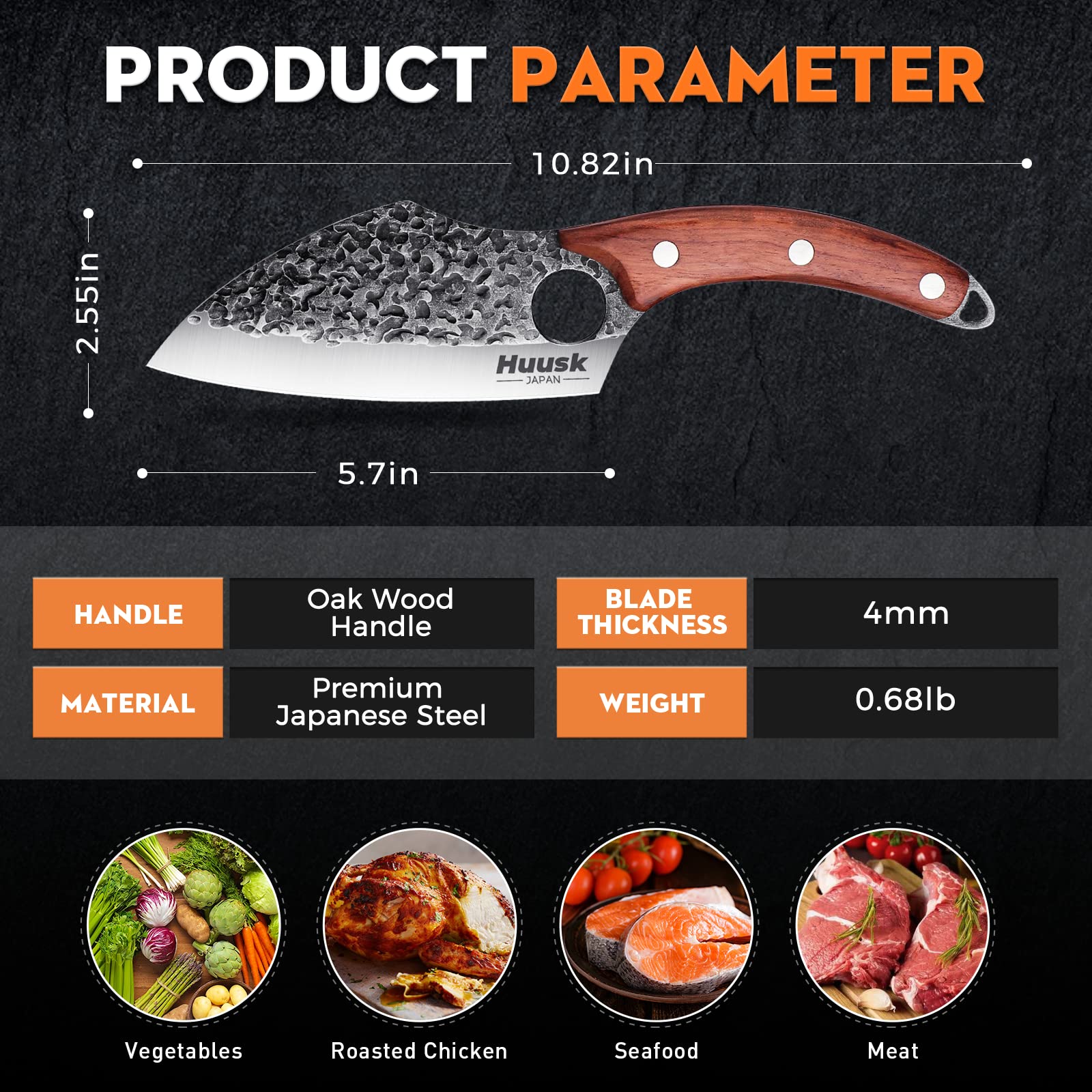 Premium Huusk Japanese Chef Knife Set with Leather Sheath - Razor Sharp Kitchen Knives for Cooking, Camping & Outdoor Adventures - Perfect Gift for Men & Home Chefs