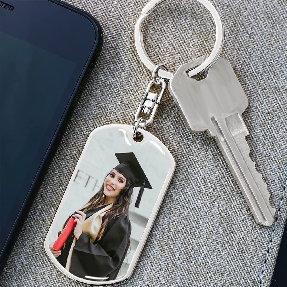 Personalized Graduation Keychain with Custom Photo & Name - Inspirational Gift for Classmates & Friends - Perfect for Graduation Parties, School Events & Keepsakes