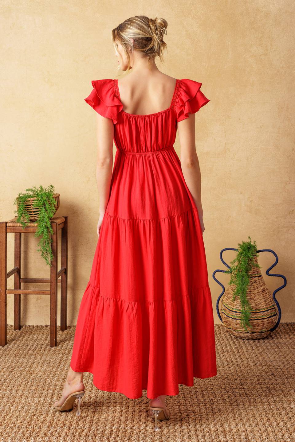 Stylish GET WITH IT Woven Midi Dress for Women - Perfect for Office Wear, Date Nights & Summer Outfits