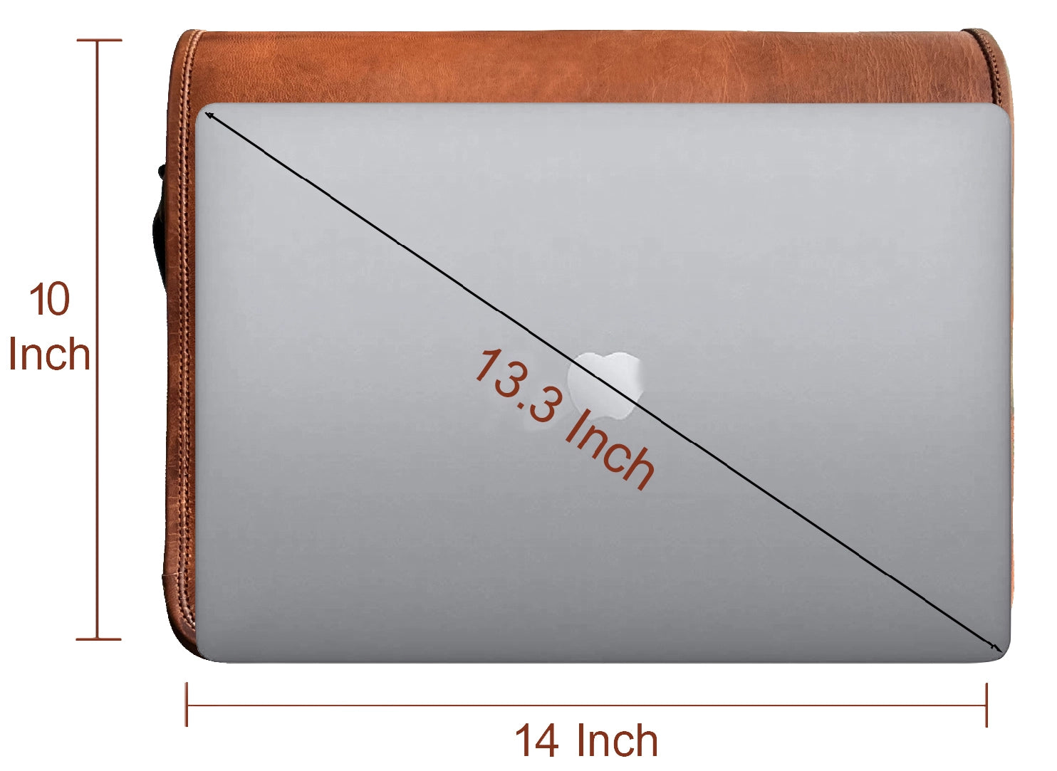 Premium Genuine Leather Messenger Bag for Men & Women - Crossbody Laptop Satchel Fits 14 Inch Notebook - Perfect for Work, Travel & Daily Commute