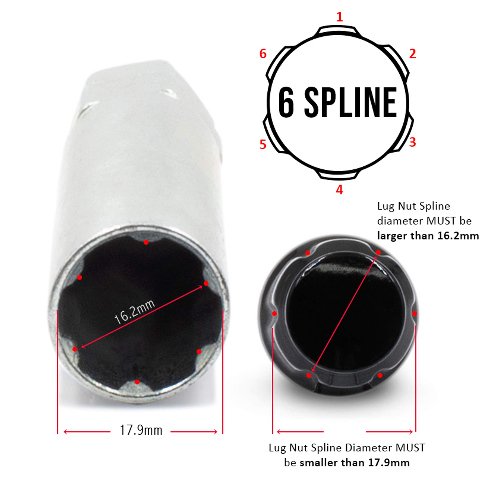 Red M12x1.25 Spline Lug Nuts Set of 20 - Fits Infiniti Nissan Toyota - for Car Wheels & Off-Road