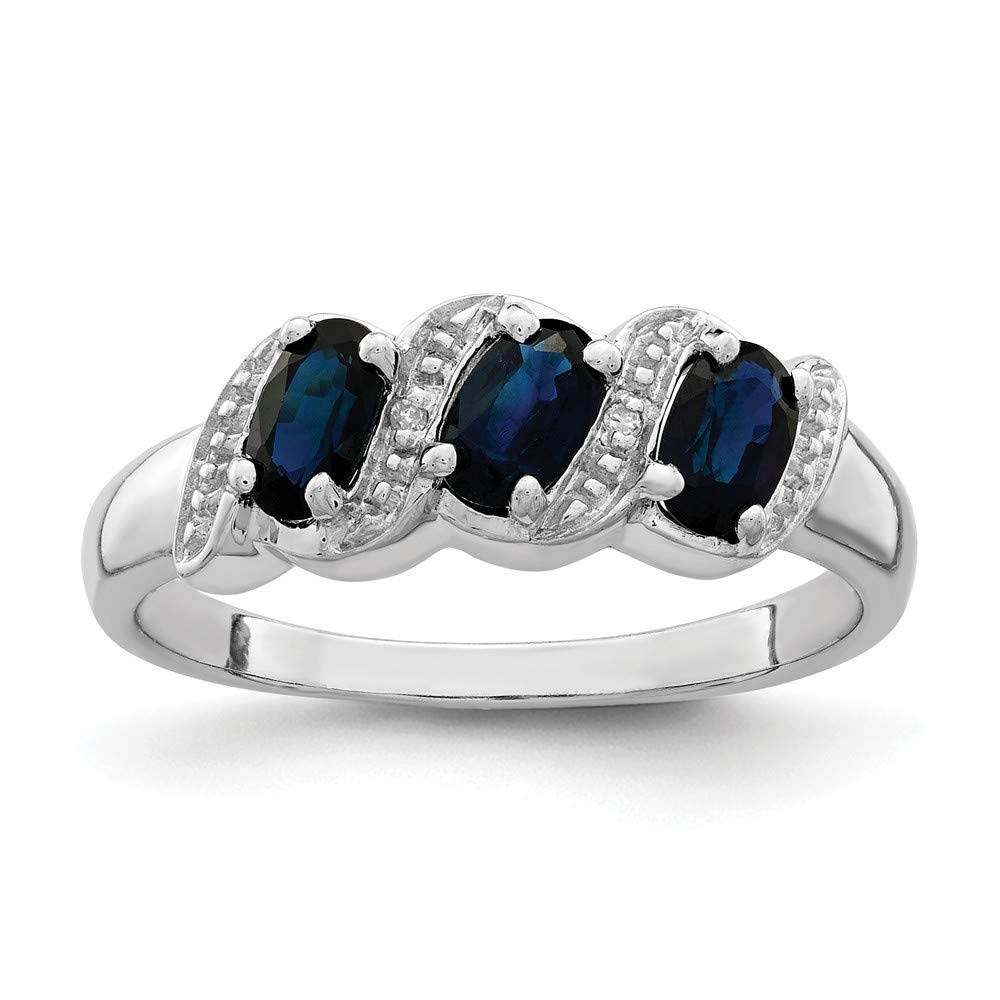 Sonia Jewels 925 Sterling Silver Simulated Sapphire & Diamond Engagement Ring (0.01 cttw, 2mm) - Perfect for Proposals, Weddings & Anniversary Gifts