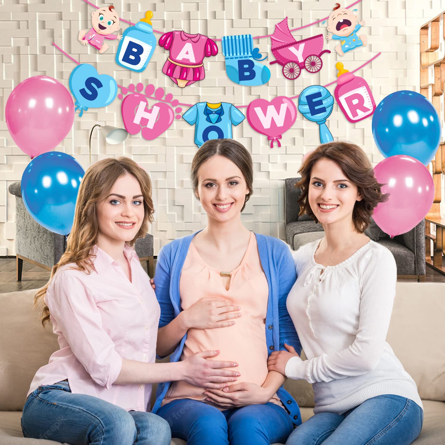 Zyozique Baby Shower Decorations Set - 26-Pack Party Supplies with Letter Paper Banner & Balloons for Gender Reveal, Newborn Celebration - Perfect for Nursery Decor and Baby Shower Theme Parties