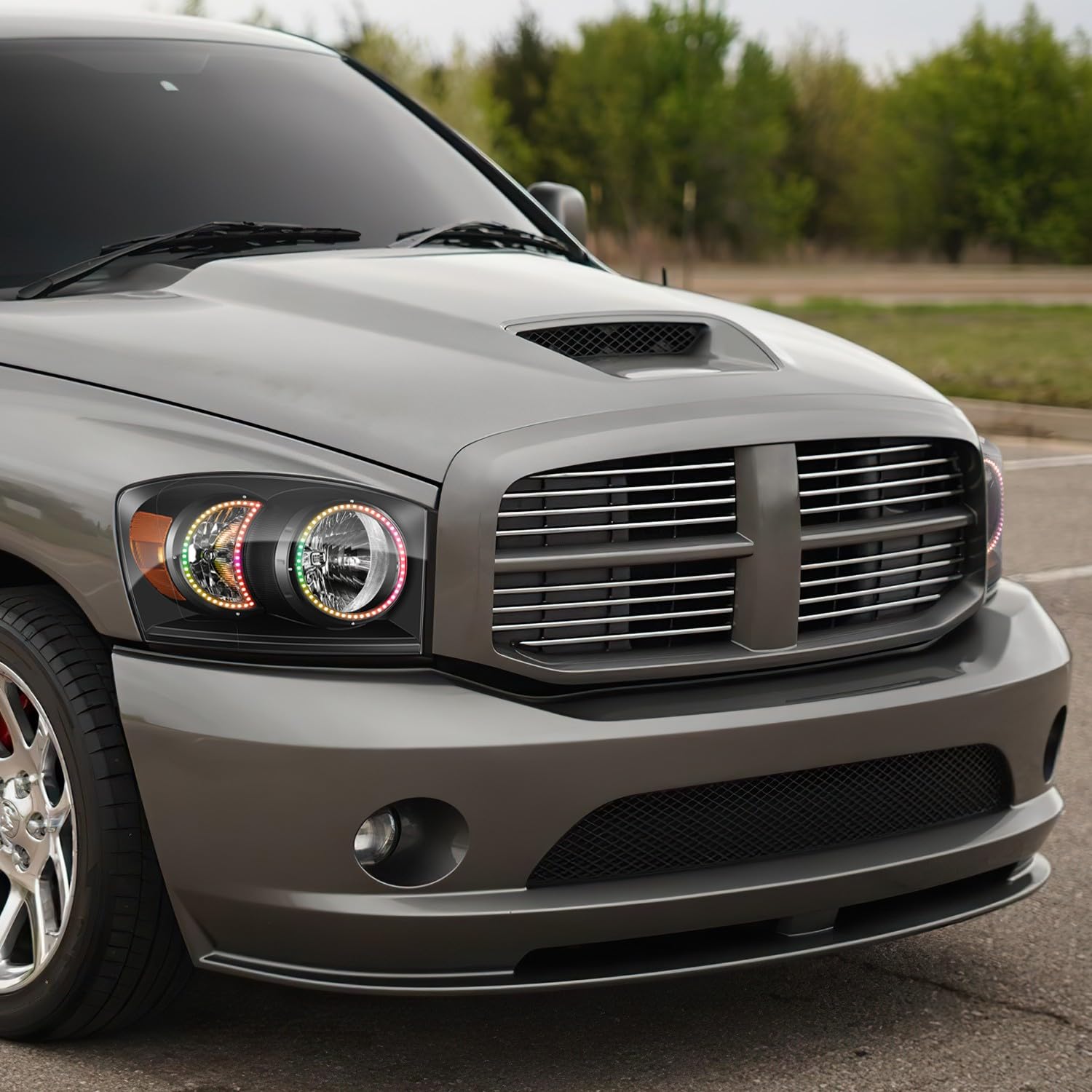 DNA MOTORING RGB LED Headlights for 06-09 Dodge Ram - Black/Amber - Off-Road & Night Driving