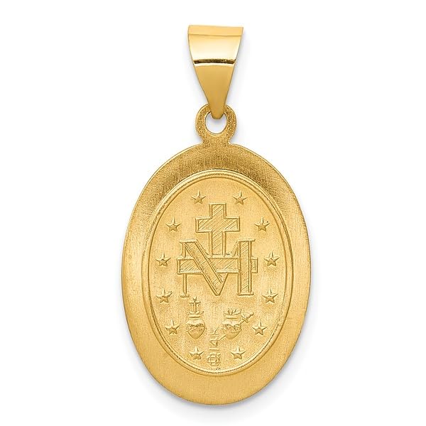 14K Solid Yellow Gold Our Lady of Miraculous Medal Necklace - Virgin Mary Pendant Charm for Women - Perfect Gift for Baptism, First Communion & Religious Occasions